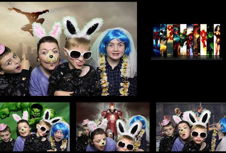 Super hero green screen photo booth hire